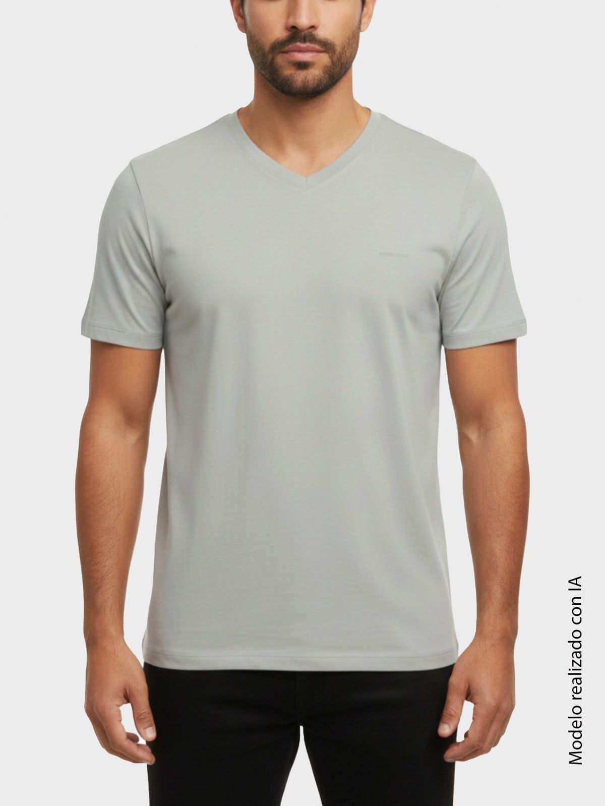Camiseta Algodón con Cuello V para Hombre 48457