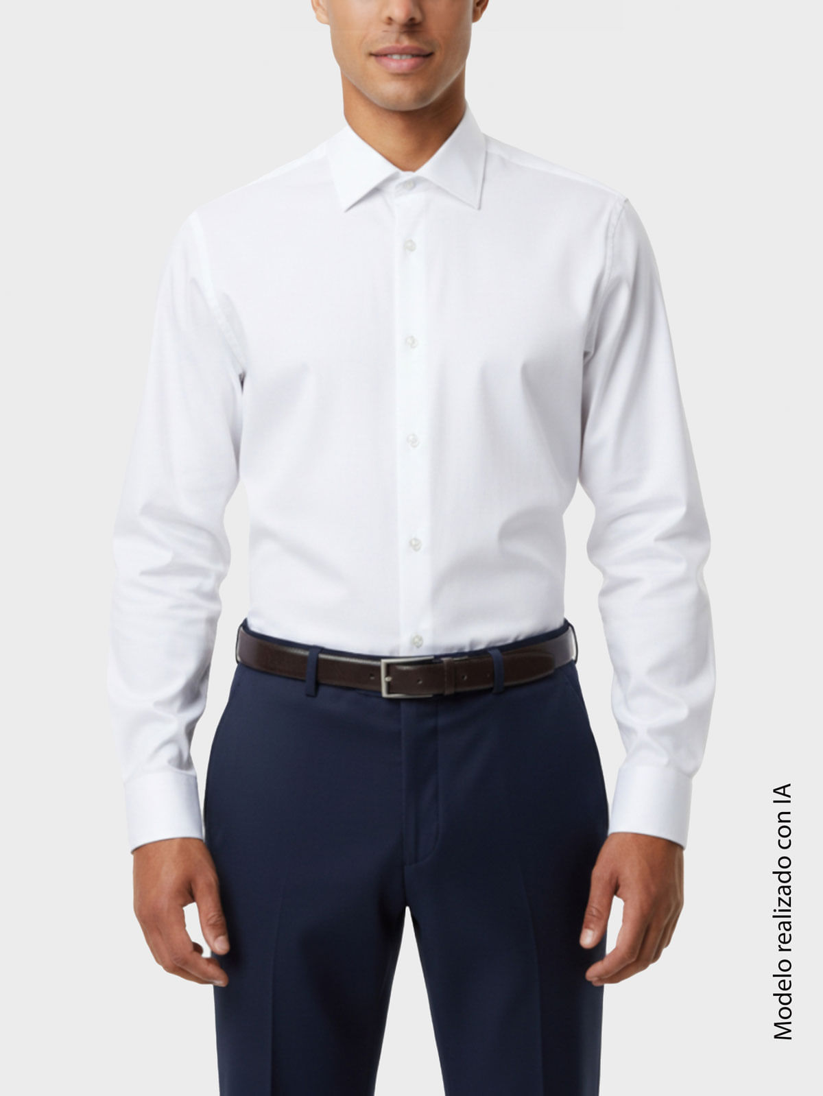 Camisa Formal para Hombre Semi Slim Fit Corte Ajustado Al Torso y Hombros Entallados