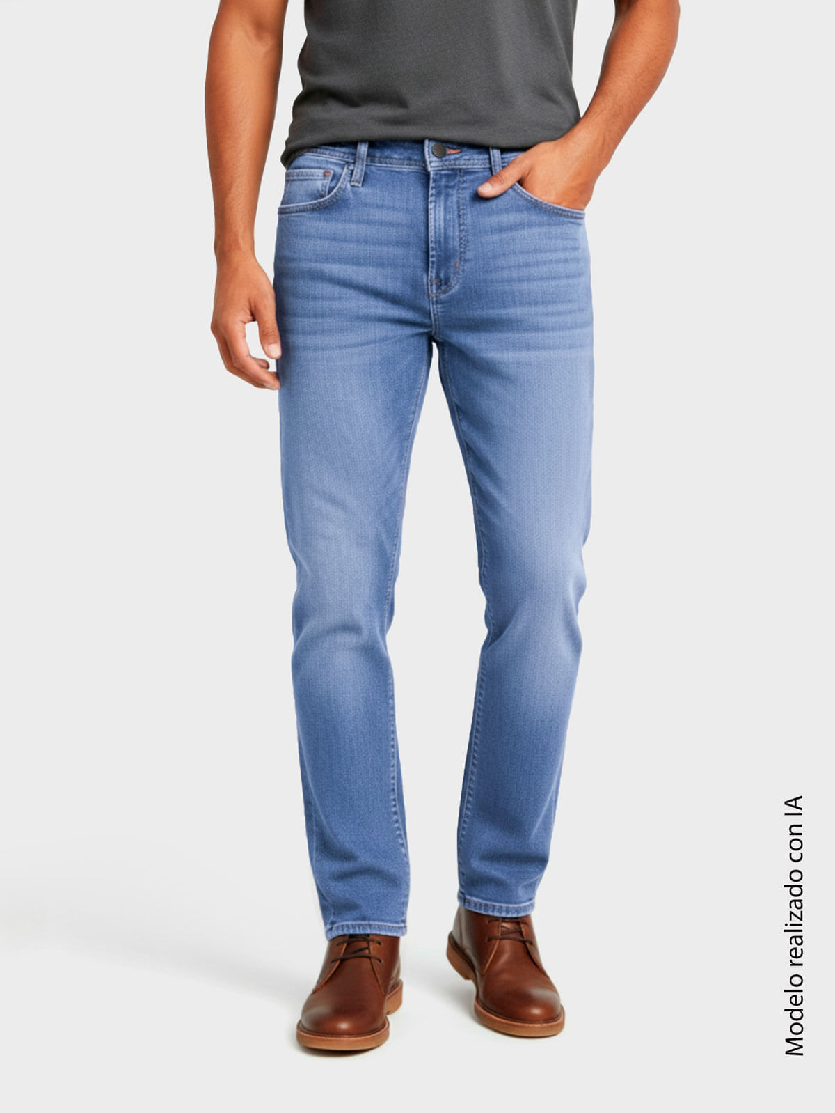 Jean Para Hombre Straight Tiro Medio y Bota Semi Justa