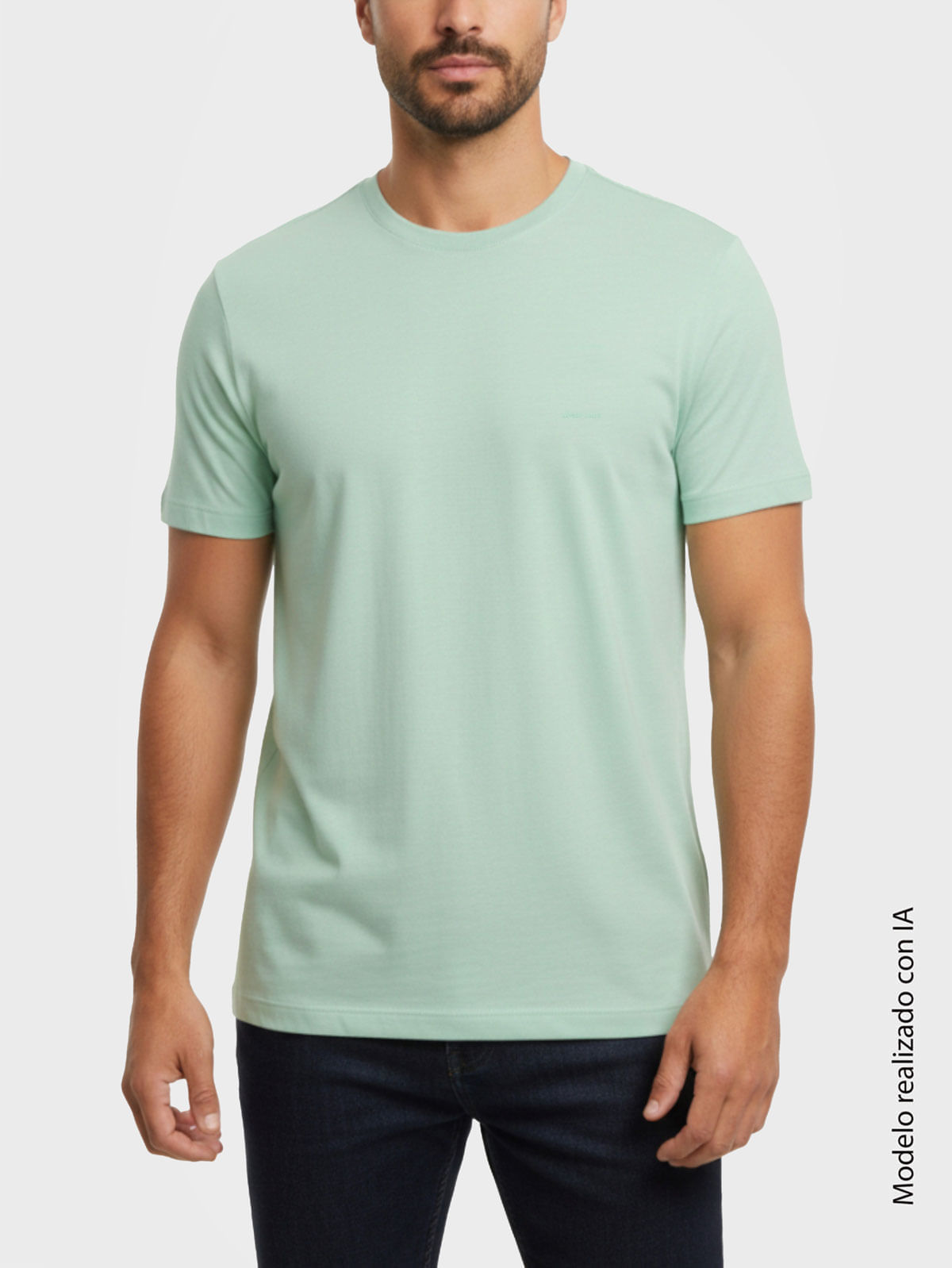 Camiseta Unicolor para Hombre Cuello Redondo en Algodón Esencial
