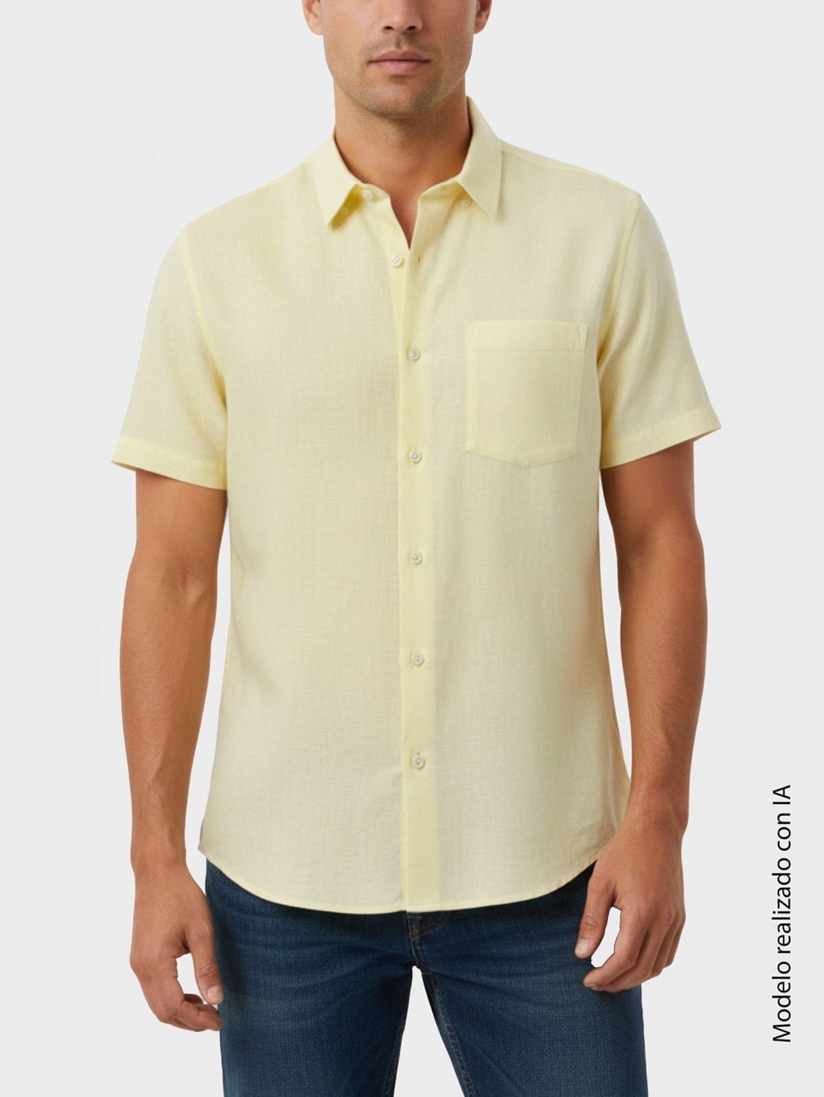 Camisa en Lino para Hombre Regular Fit Cuello Amsterdam en Algodón y Lino