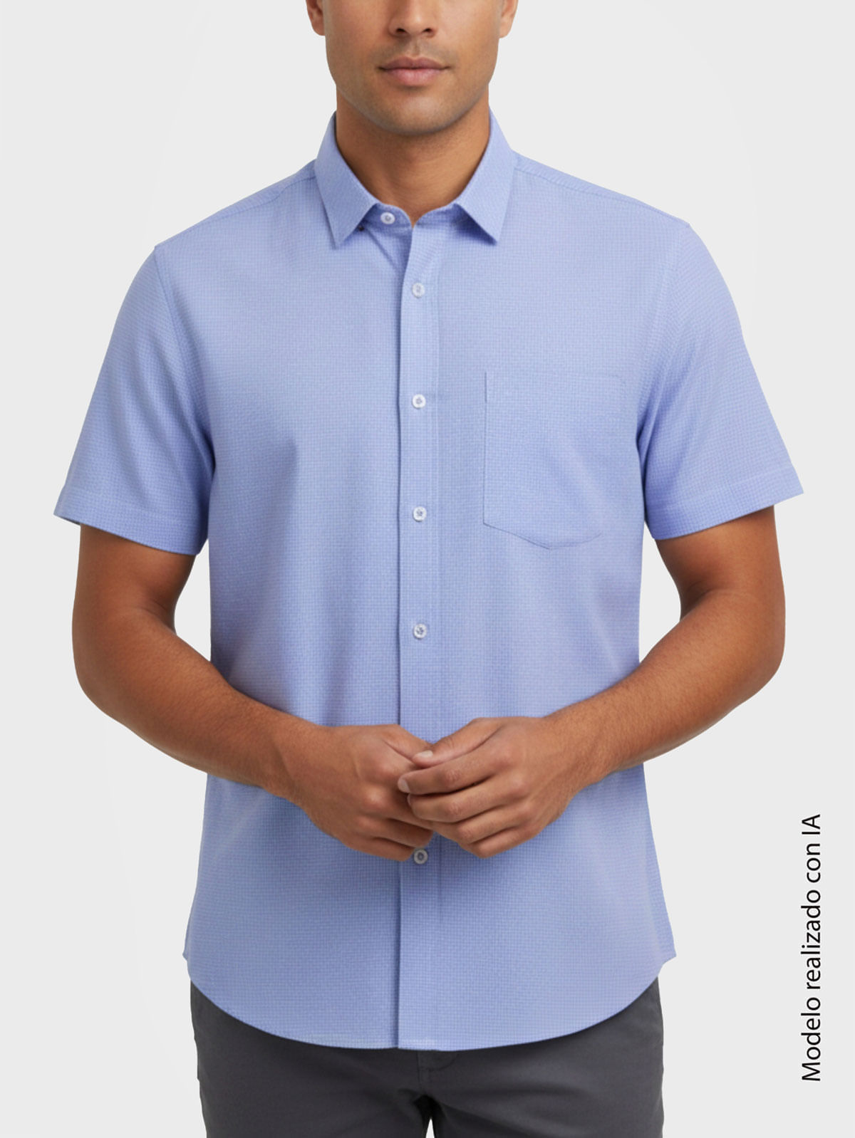 Camisa Casual para Hombre Semi Slim Fit Sarga Algodón Cuello Bali