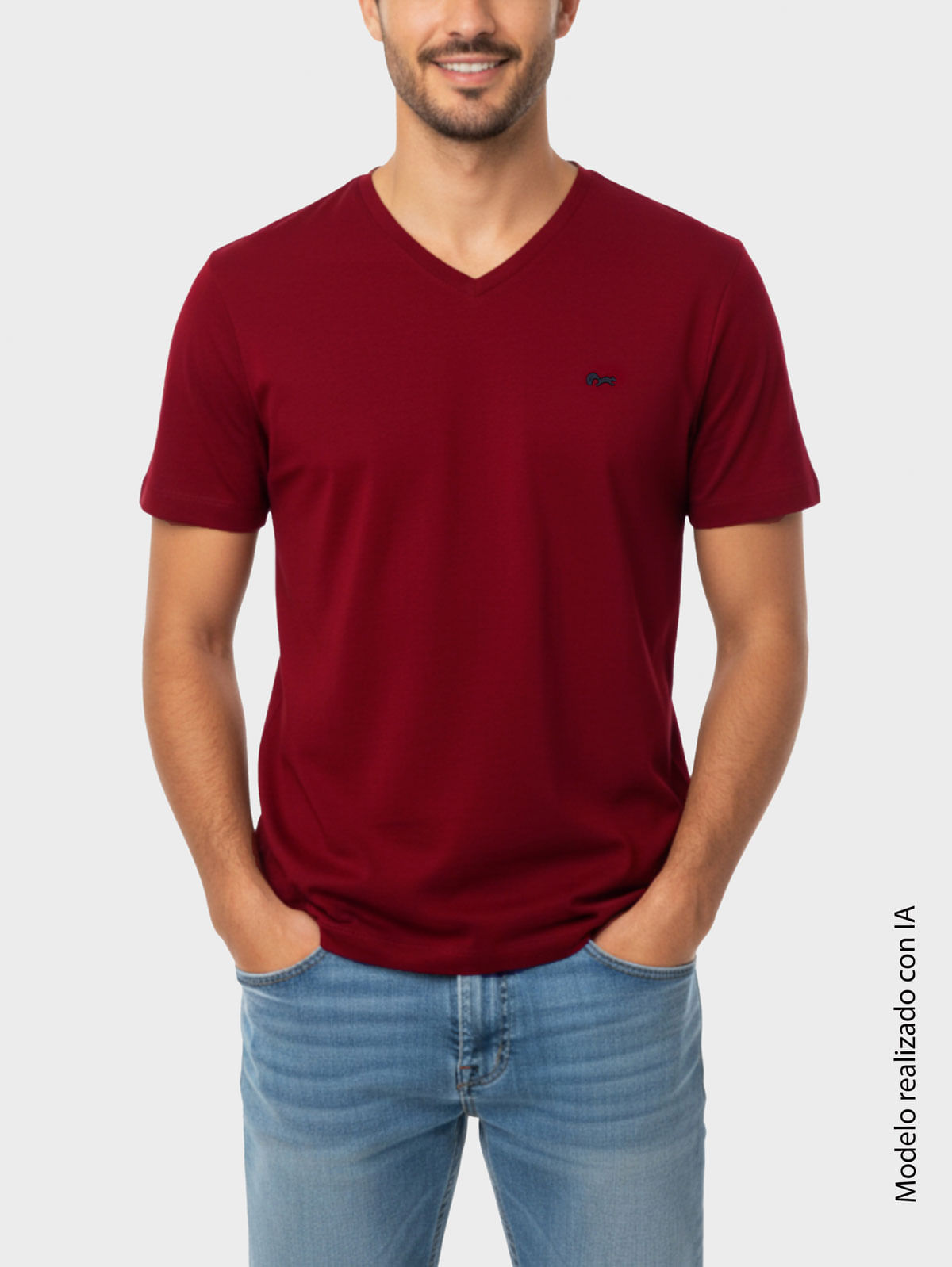 Camiseta Unicolor Premium para Hombre Cuello V