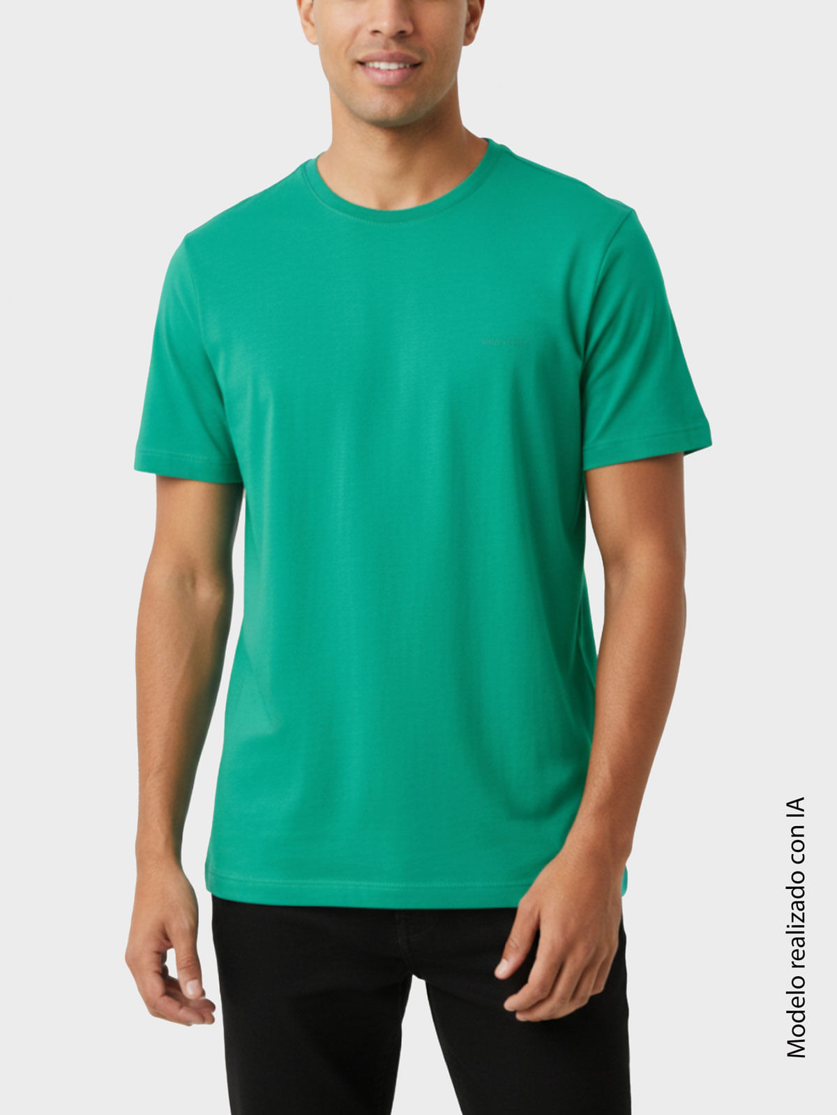 Camiseta Unicolor para Hombre Cuello Redondo en Algodón Esencial