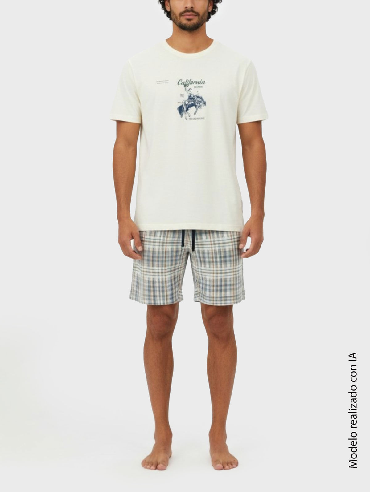 Pijama Combinada para Hombre con Camiseta y Pantalón Algodón