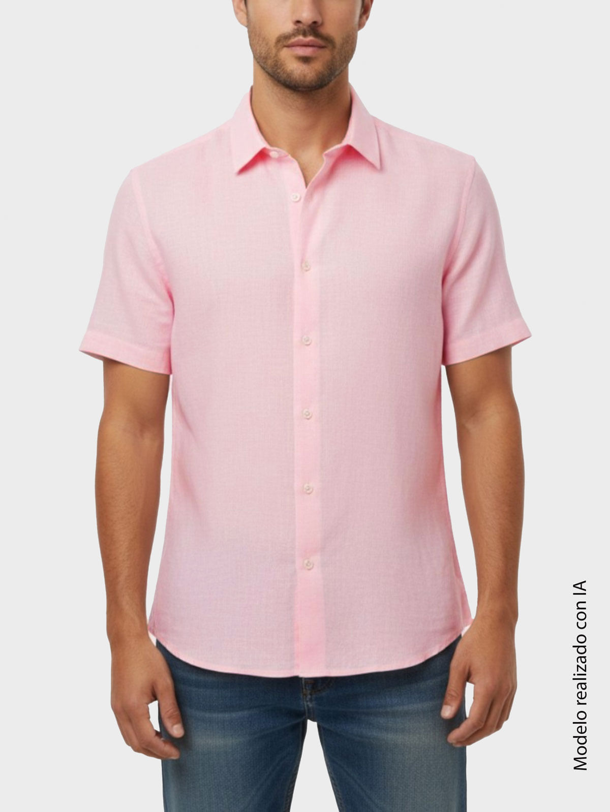 Camisa en Lino para Hombre Semi Slim Fit Estilo Entallado Cuello Bali en Algodón y Lino