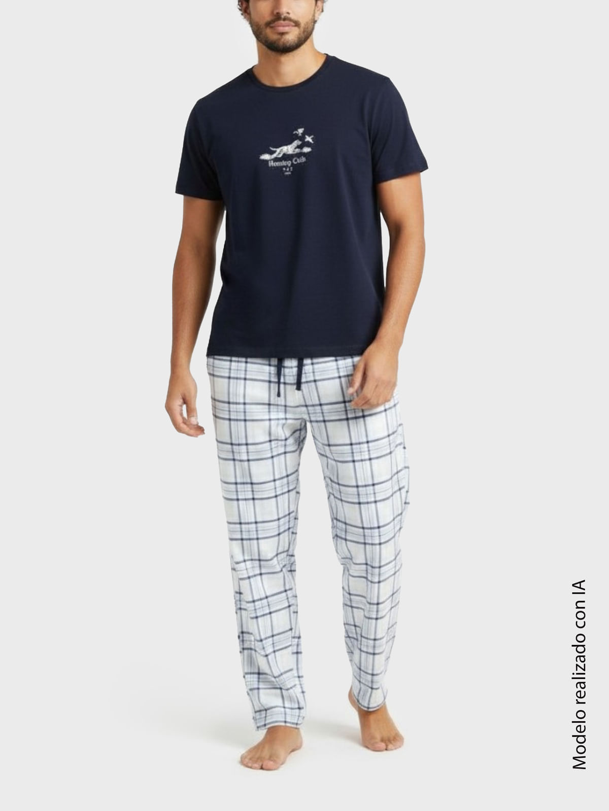 Pijama Combinada para Hombre de Camiseta y Pantalón Algodón