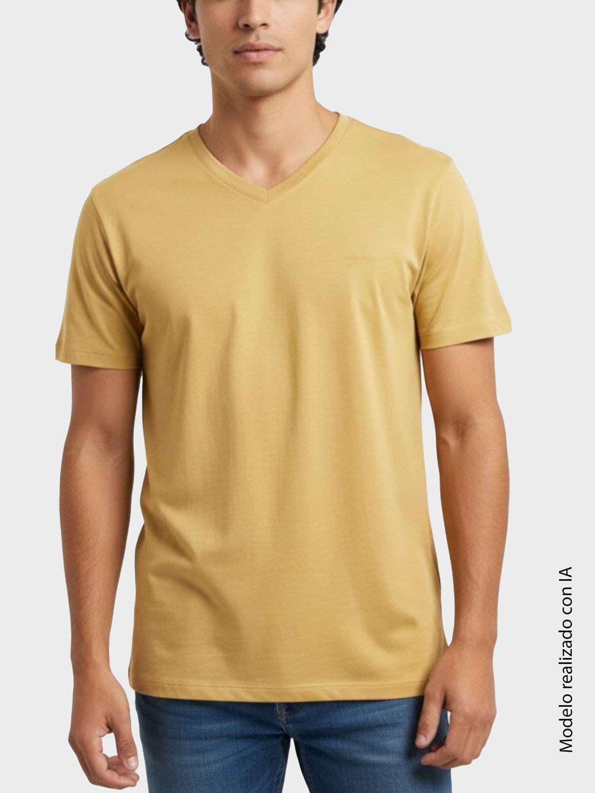 Camiseta Unicolor para Hombre en Algodón Jersey con Elegante Cuello V