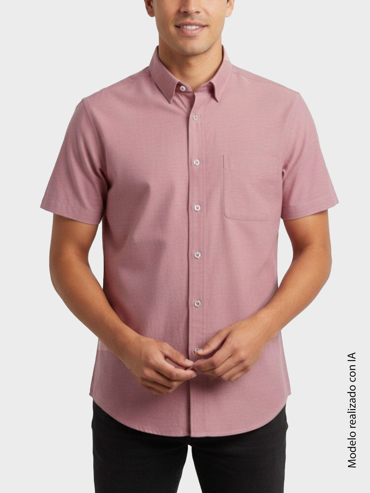 Camisa Casual para Hombre Semi Slim Fit Oxford Elástico Cuello Bali
