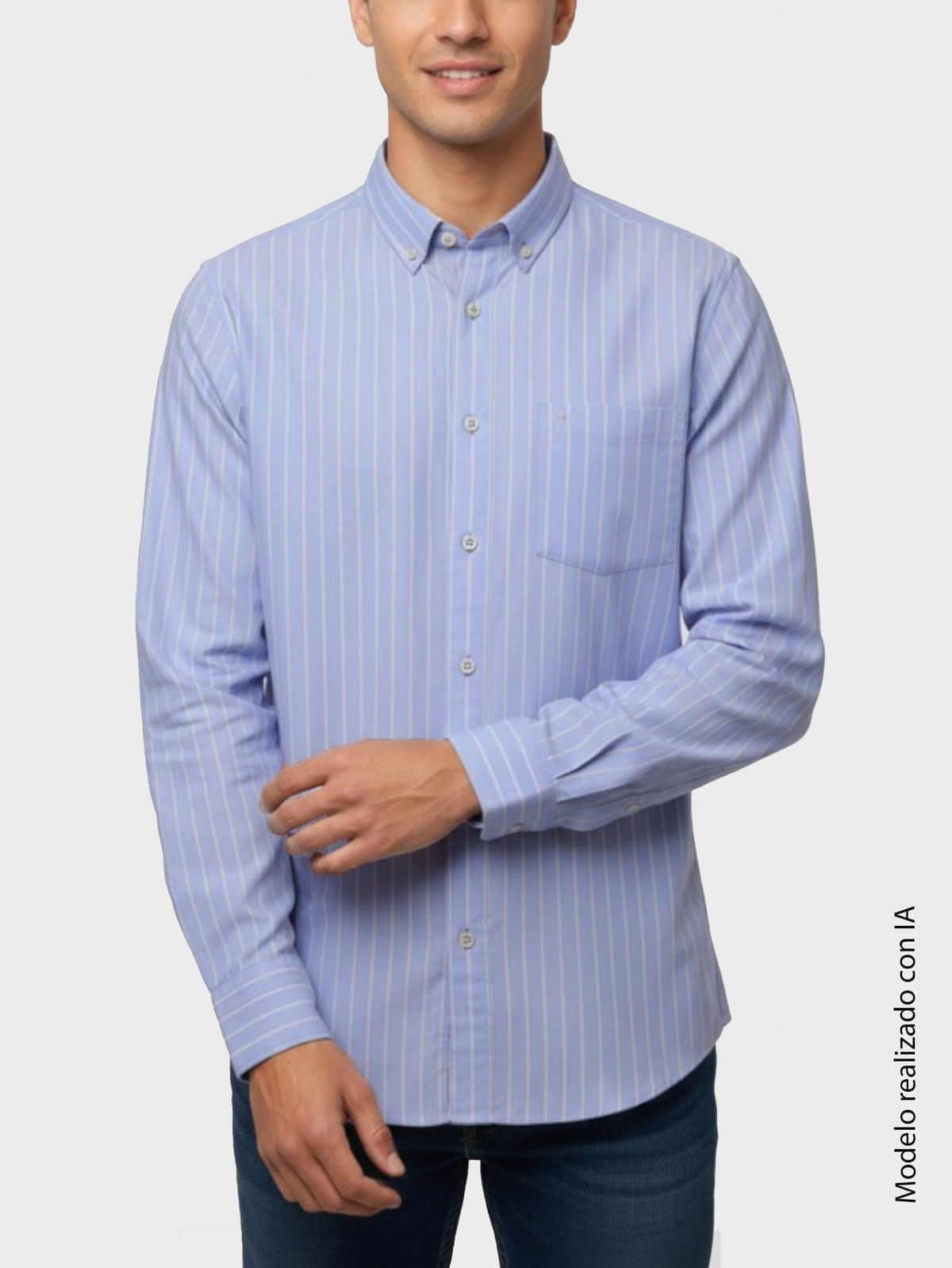 Camisa Casual para Hombre Semi Slim Fit Tafetán Algodón Puño Desbordado