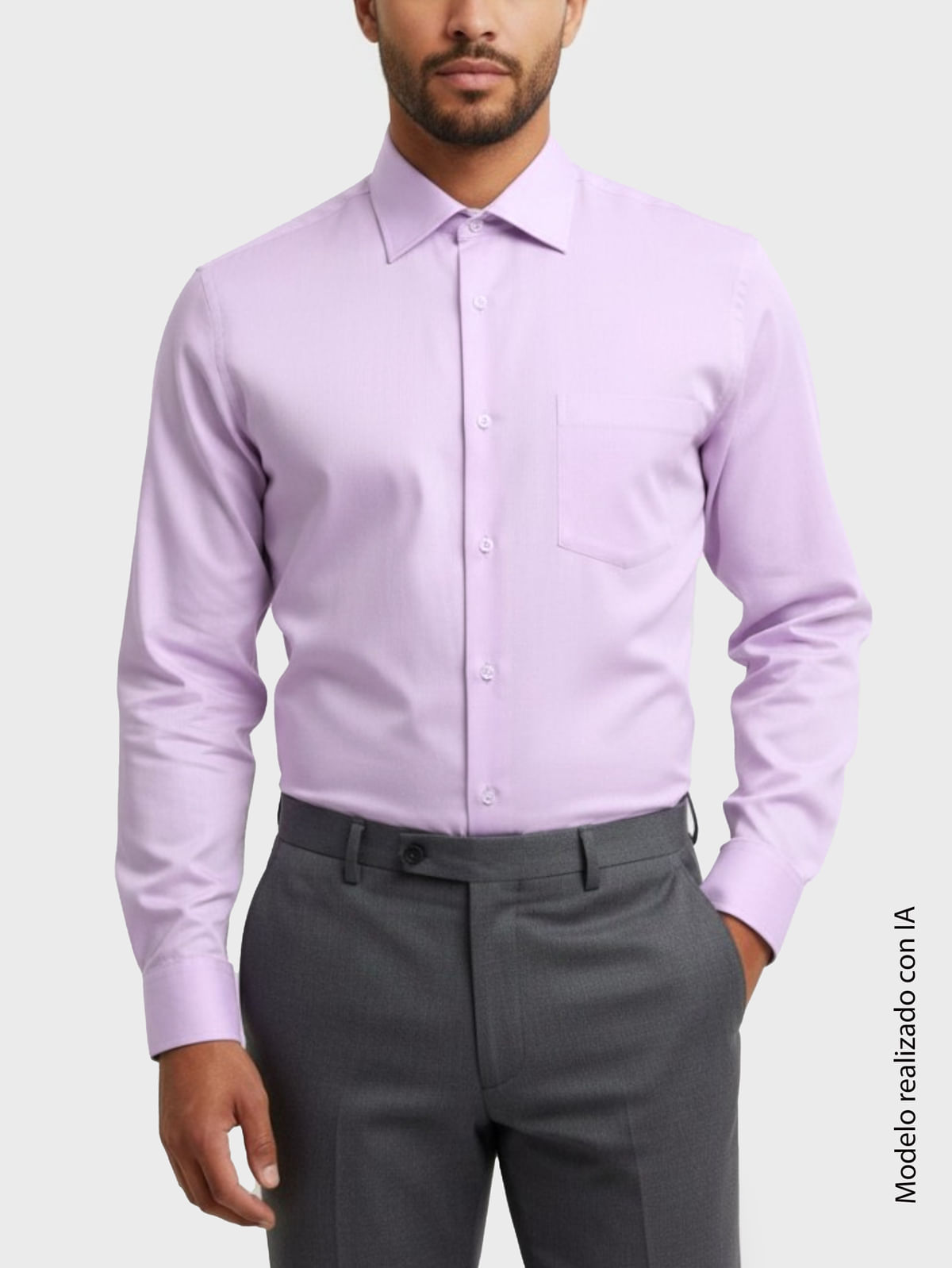 Camisa Formal para Hombre Semi Slim Fit Cuello Cataluña con Puño Mancorna