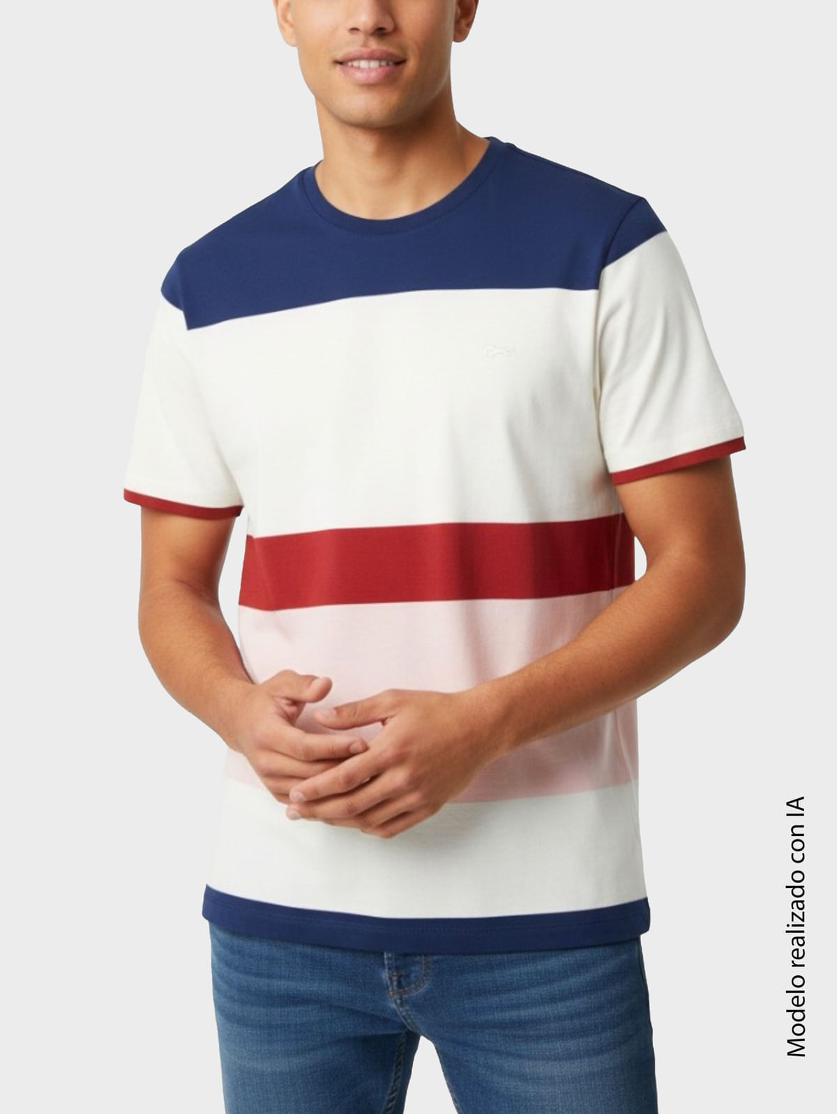 Camiseta para Hombre Cuello Redondo Tela Jersey en Algodón