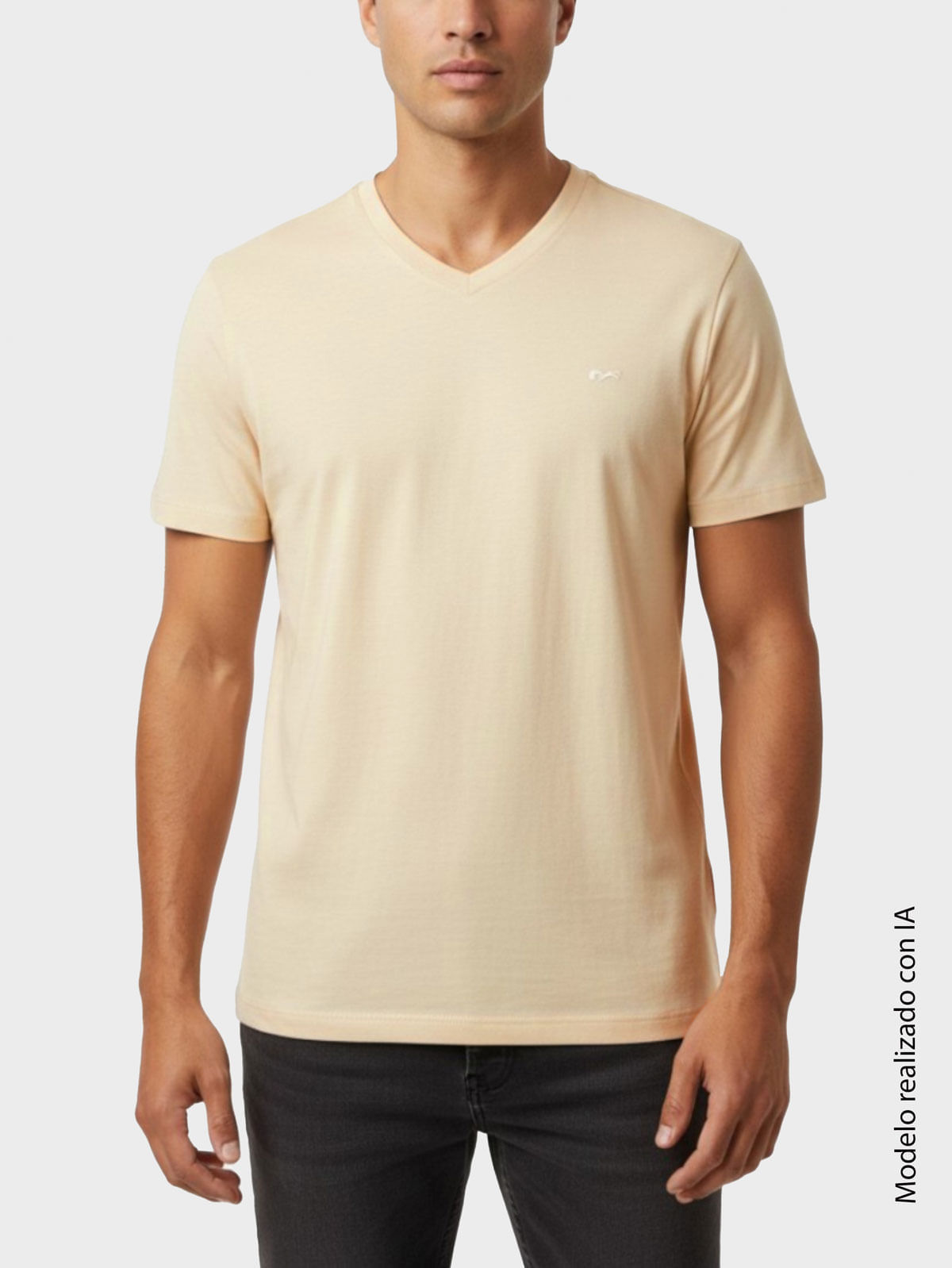 Camiseta Unicolor para Hombre en Algodón Jersey con Cuello V
