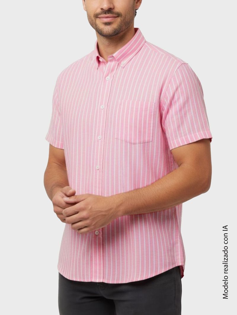 Camisa Casual para Hombre Semi Slim Fit Corte Ajustado Al Torso Y Hombros Entallados Algodon Tafetan