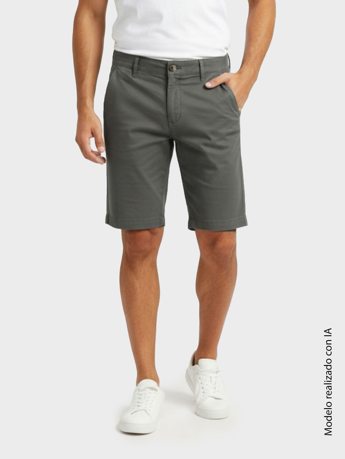 Bermuda para Hombre Regular Fit Tiro Alto Y Bota Recta Tejido Sarga