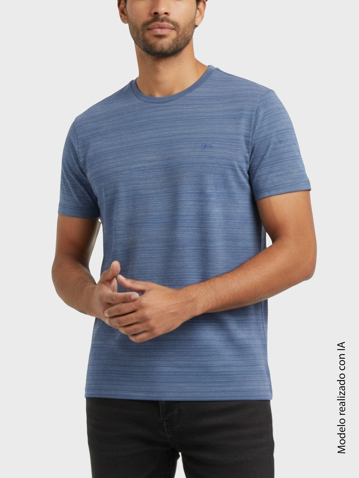 Camiseta para Hombre en Tejido Jersey de Algodón con Cuello Redondo y Diseño en contraste