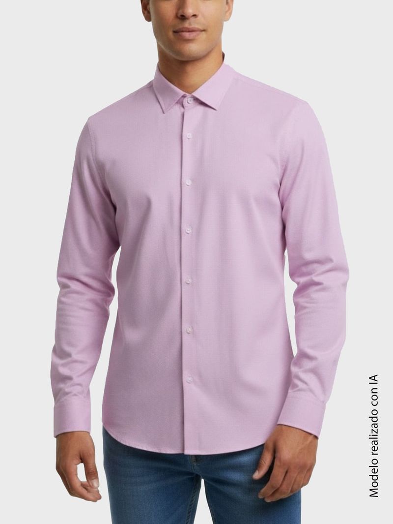 Camisa Business Unicolor para Hombre Silueta Regular Fit Corte Recto y Cuello Ángeles
