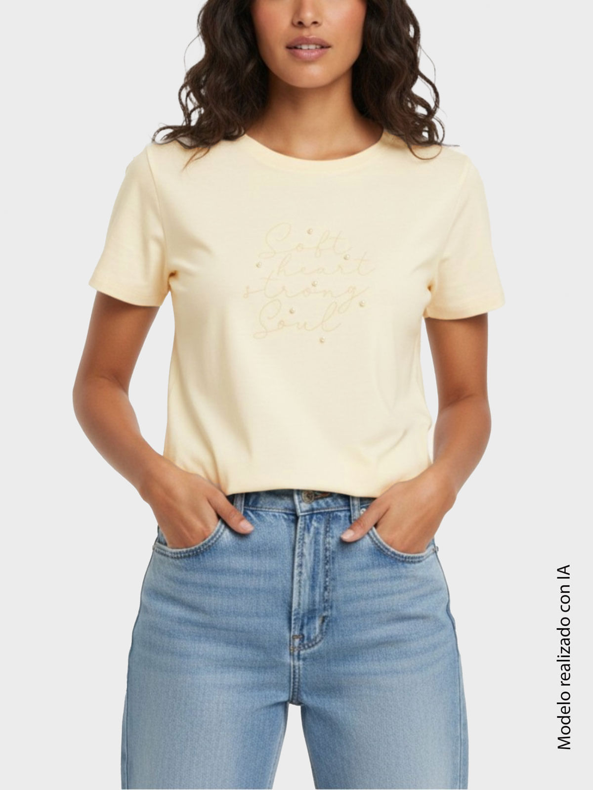 Camiseta Estampada para Mujer en Mezcla de Algodón y Viscosa con Tejido de Punto