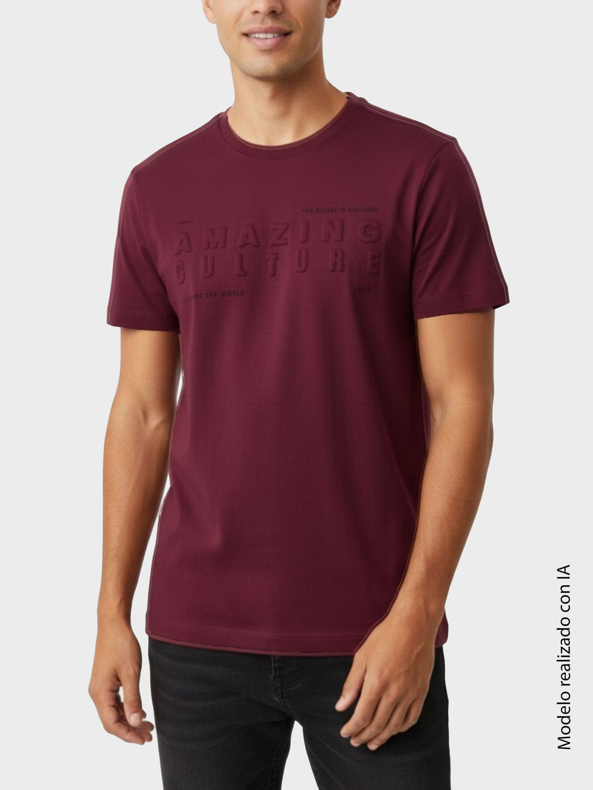 Camiseta para Hombre en Tejido Jersey de Algodón con Cuello Redondo