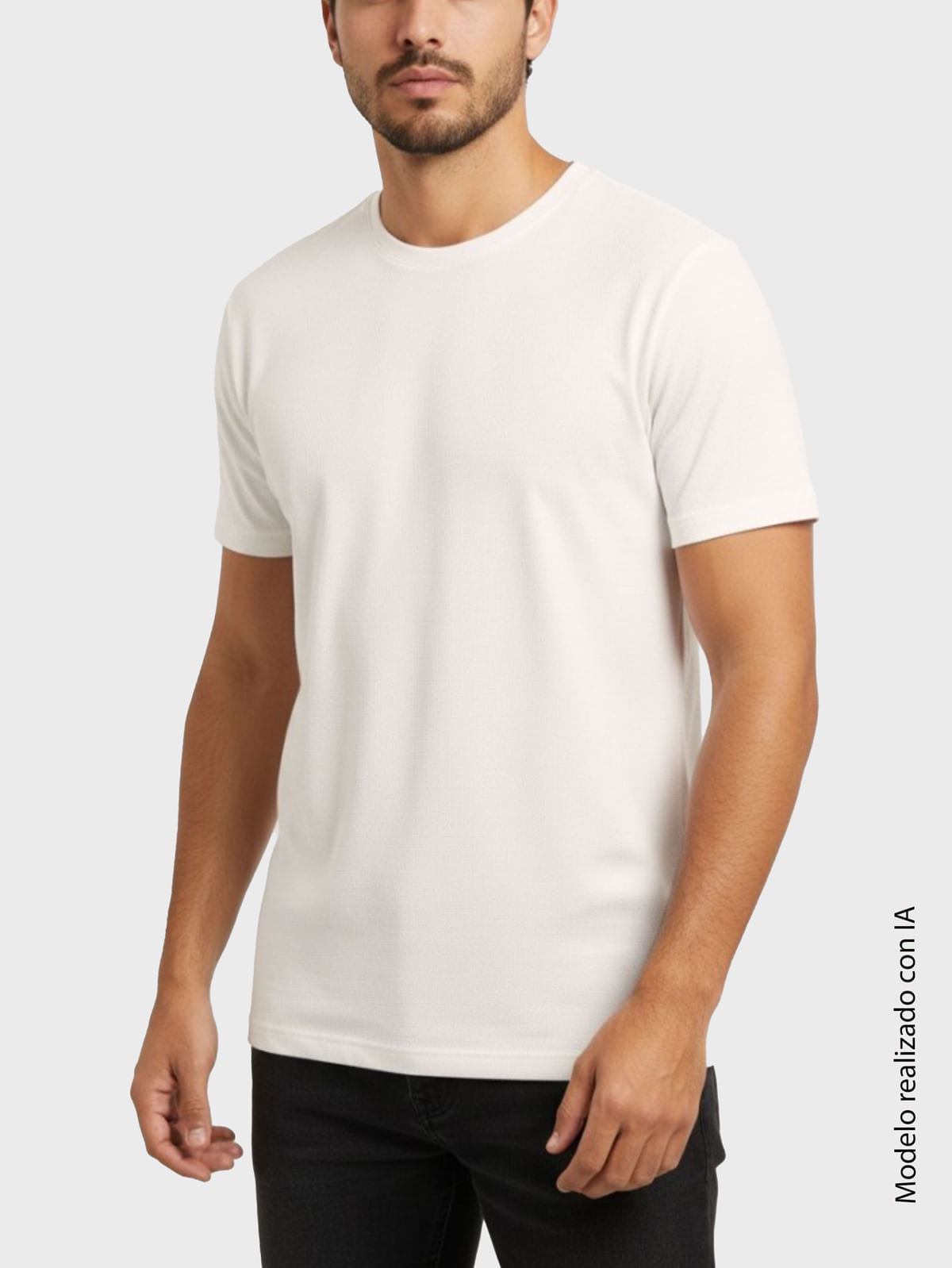 Camiseta para Hombre en Mezcla de Poliéster y Algodón con Cuello Redondo