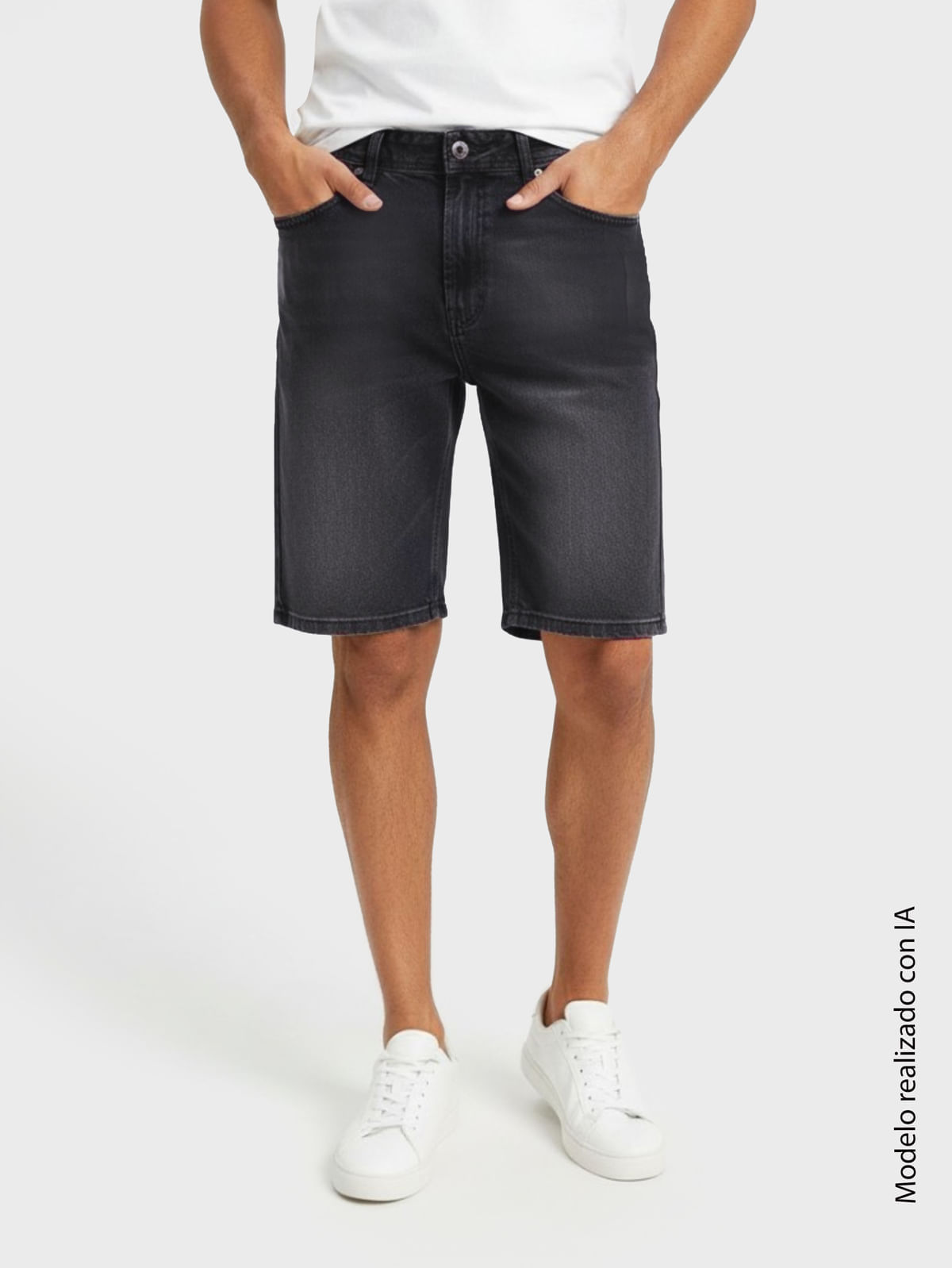 Bermuda Denim para Hombre Regular Fit con Tiro Alto Y Bota Recta en Algodón