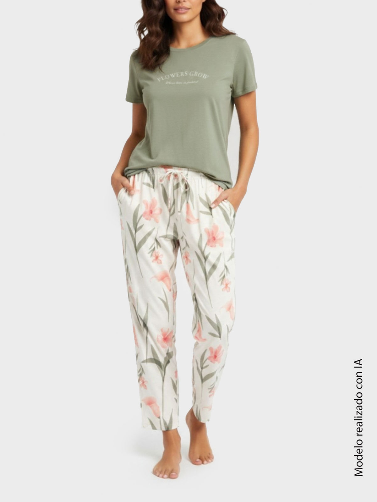Pijama para Mujer con Camiseta de Algodón Y Pantalón de Viscosa