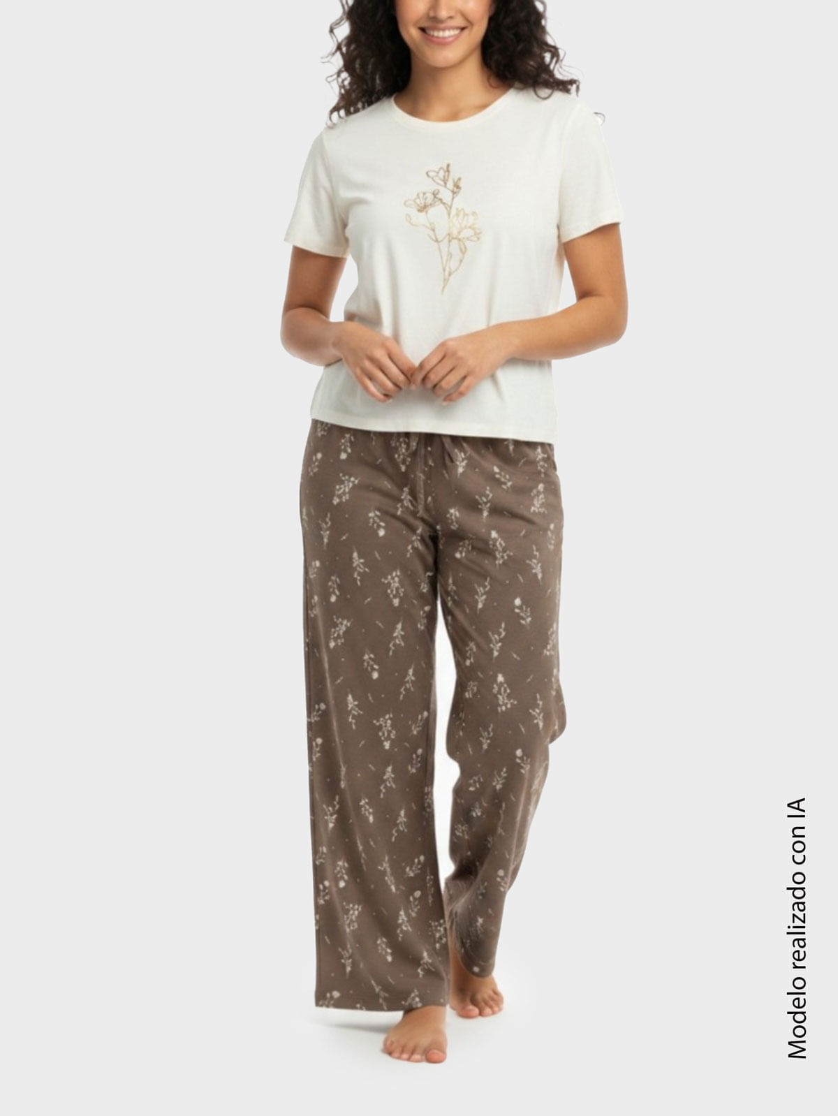 Pijama para Mujer en Tejido de Punto de Algodón Puro