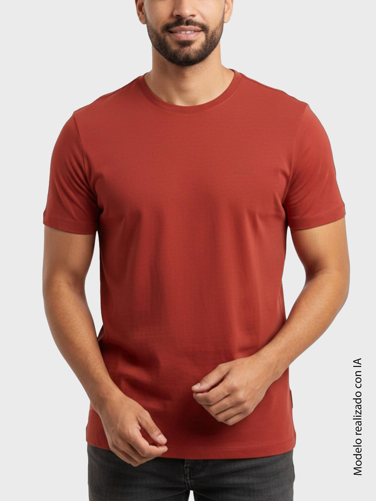 Camiseta Unicolor para Hombre en Jersey de Algodón con Cuello Redondo