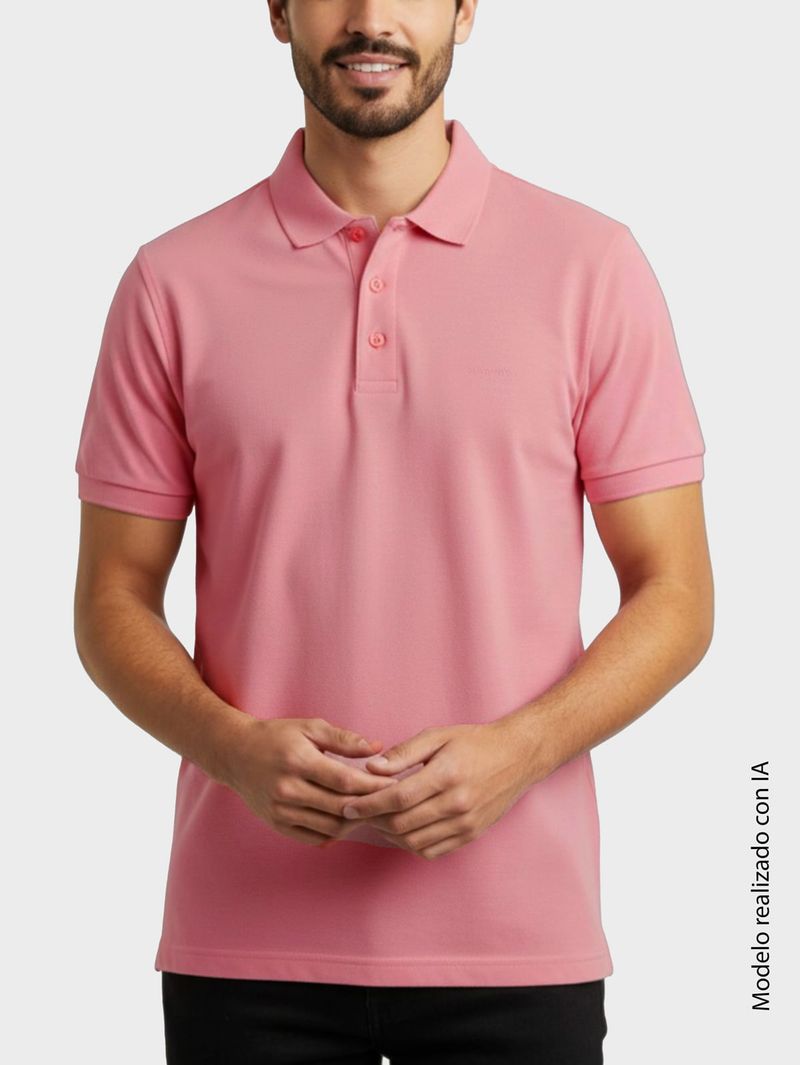 Polo Unicolor para Hombre Cuello Tejido en Algodón Piqué y Elastano