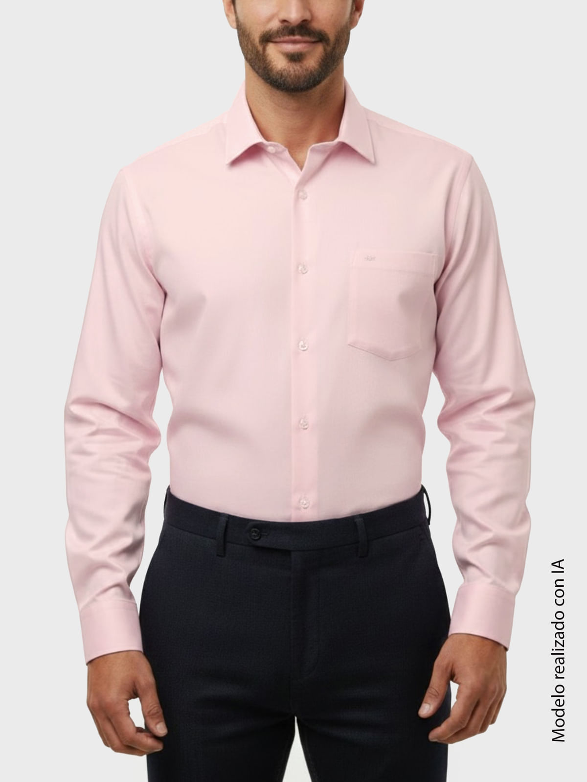 Camisa Formal para Hombre Semi Slim Fit en Algodón Tejido Dobbys Corte Ajustado Al Torso Y Hombros Entallados Cuello Santos