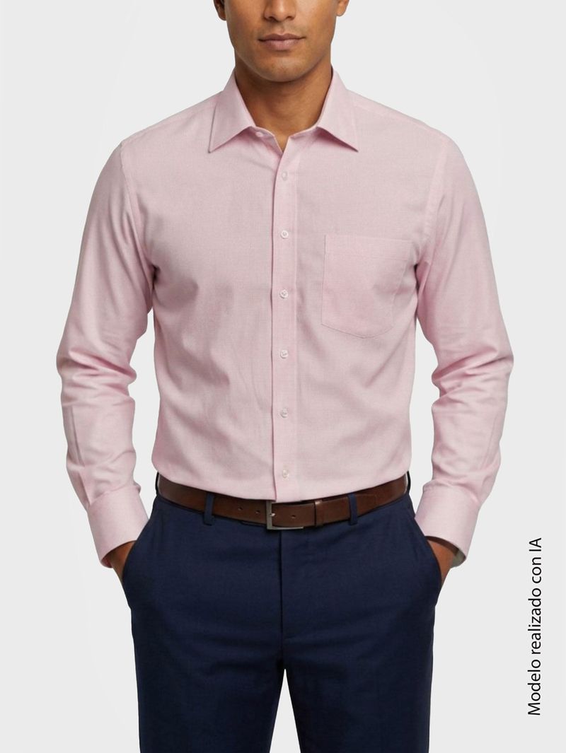 Camisa Formal Europea para Hombre en Silueta Regular Fit con Cuello Cataluña Y Puño Gales