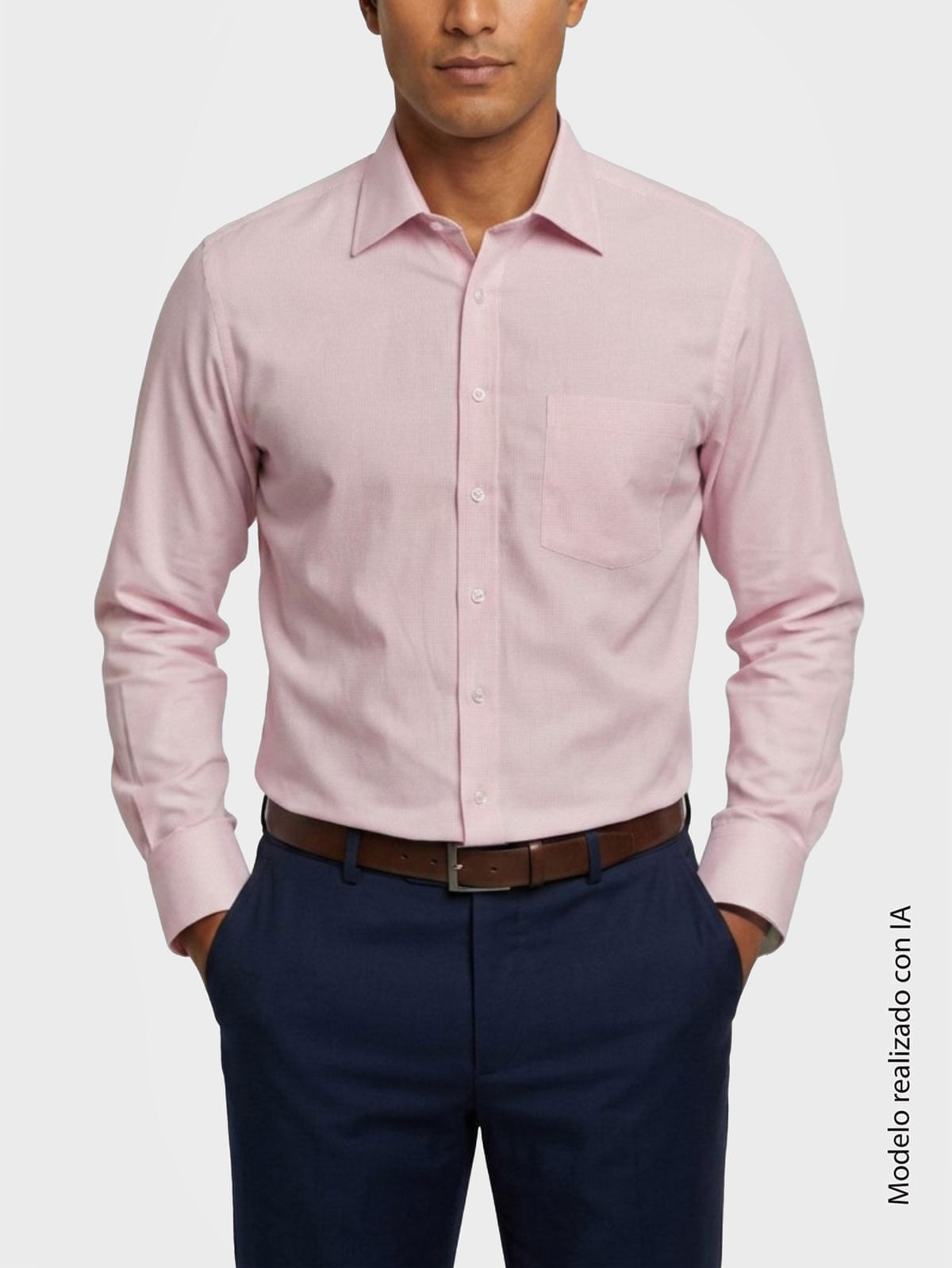 Camisa Formal Europea para Hombre en Silueta Regular Fit con Cuello Cataluña y Puño Gales