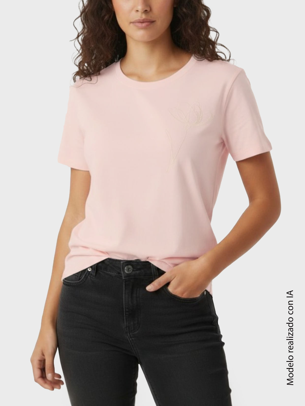 Camiseta para Mujer con Cuello Redondo en Algodón Premium Y Elastano Confortable