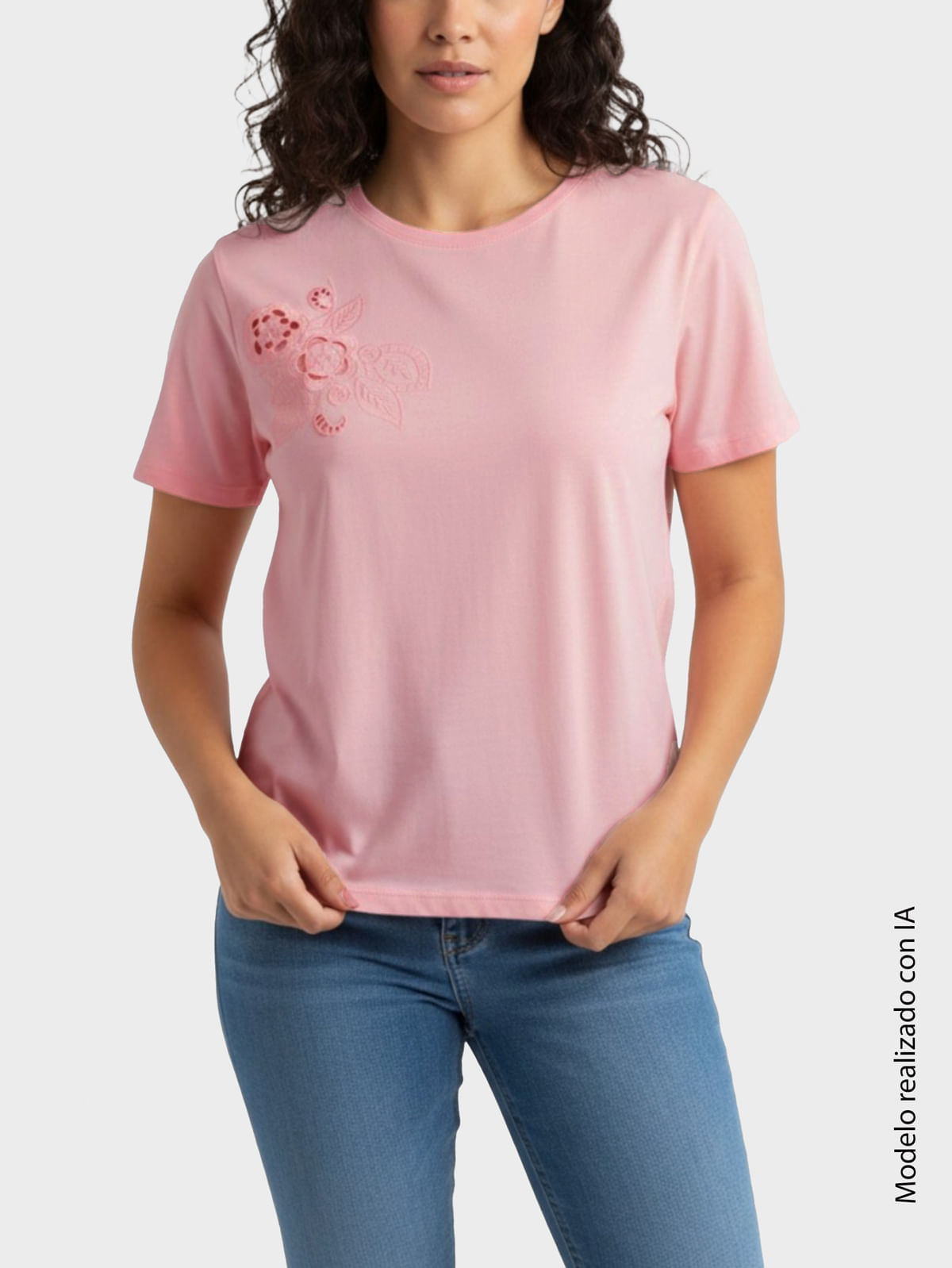 Camiseta para Mujer con Cuello Redondo en Algodón Puro Confortable