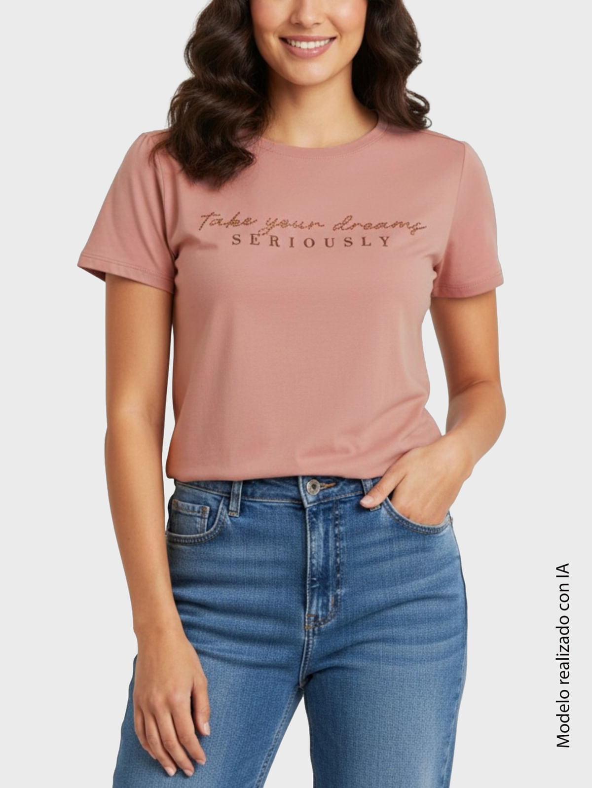 Camiseta para Mujer Redondo en Algodón Y Elastano Suave